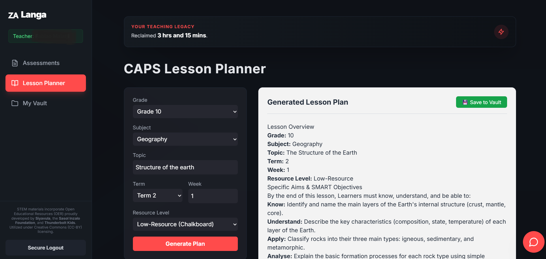 CAPS Lesson Planner